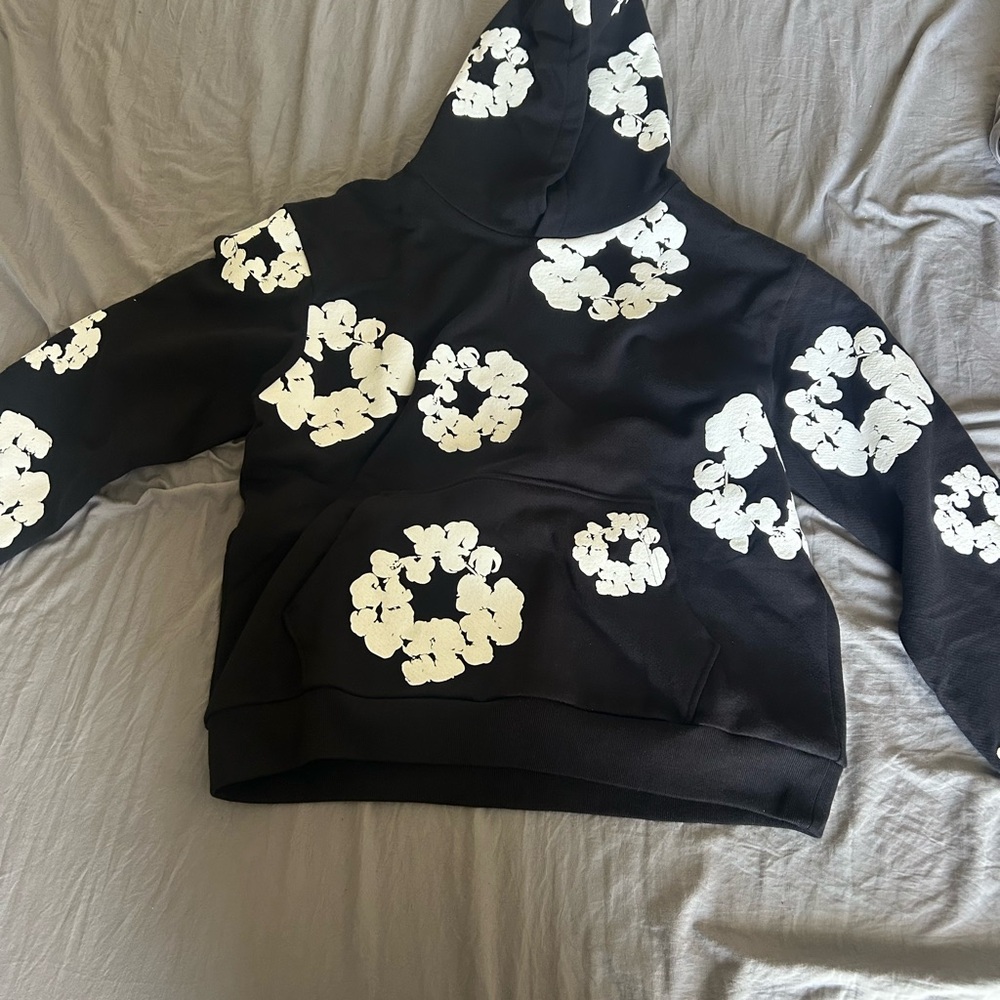 Black and White Floral Hoodie